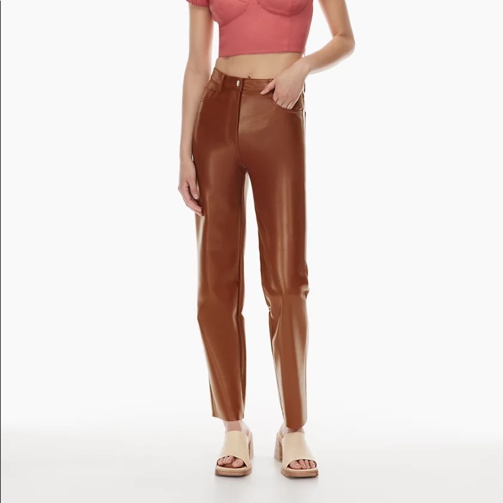Aritzia Wilfred Melina Brown Leather Pants